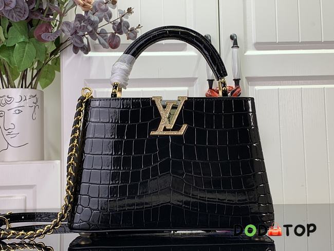 Louis Vuitton LV Capucines Small Handbag Crocodile Pattern M48865 Black Size 27 x 18 x 9 cm - 1