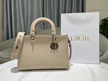 Dior Medium Lady D-Sire My ABCDior Bag Rouge Beige Cowhide Size 30 x 20 x 13 cm