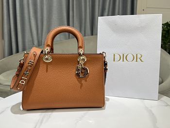 Dior Medium Lady D-Sire My ABCDior Bag Brown Cowhide Size 30 x 20 x 13 cm