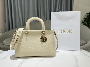 Dior Medium Lady D-Sire My ABCDior Bag Cream Cowhide Size 30 x 20 x 13 cm