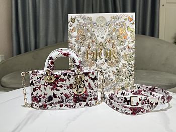 Dior Medium Lady D-Joy Bag Butterfly Patterns Size 26 x 13.5 x 5 cm