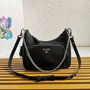 Prada Re-Nylon And Brushed Leather Mini-Bag Black Silver Size 22 x 19.5 x 6 cm - 1
