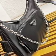 Prada Re-Nylon And Brushed Leather Mini-Bag Black Silver Size 22 x 19.5 x 6 cm - 2