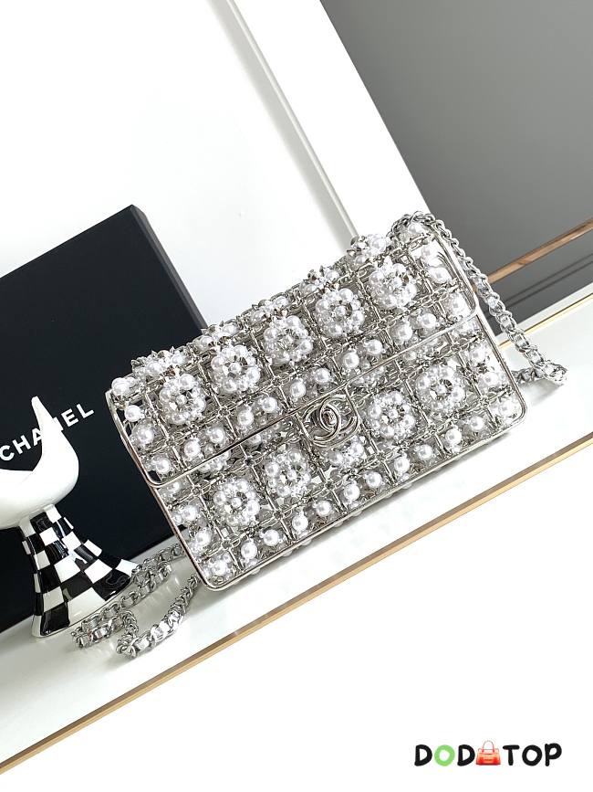 Chanel Evening Silver Flowers Bag Size 17 cm - 1