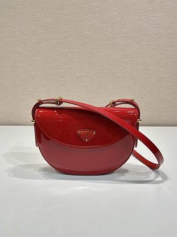 Prada Shoulder Bag Red Patent Leather Size 21 x 17 x 6 cm