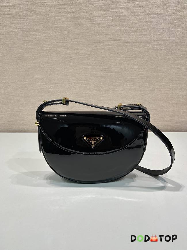 Prada Shoulder Bag Black Patent Leather Size 21 x 17 x 6 cm - 1