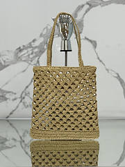 Prada Woven Fabric Crochet Tote Bag Size 30 × 31 cm - 2