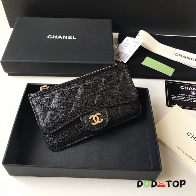 Chanel Grained Leather Card Holder Black Size 13 × 7.5 × 1 cm - 1
