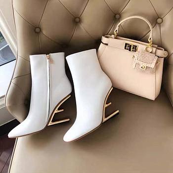 Fendi First White Leather High-heeled Ankle Boots