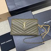 YSL Woc Small Envelope Bag Olive Green Size 19 x 11.5 x 4 cm - 1