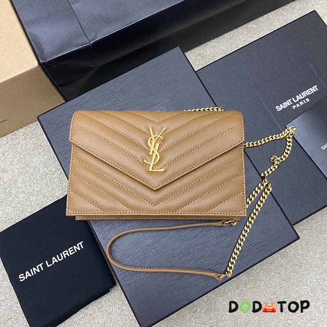 YSL Woc Small Envelope Bag Caramel Size 19 x 11.5 x 4 cm - 1