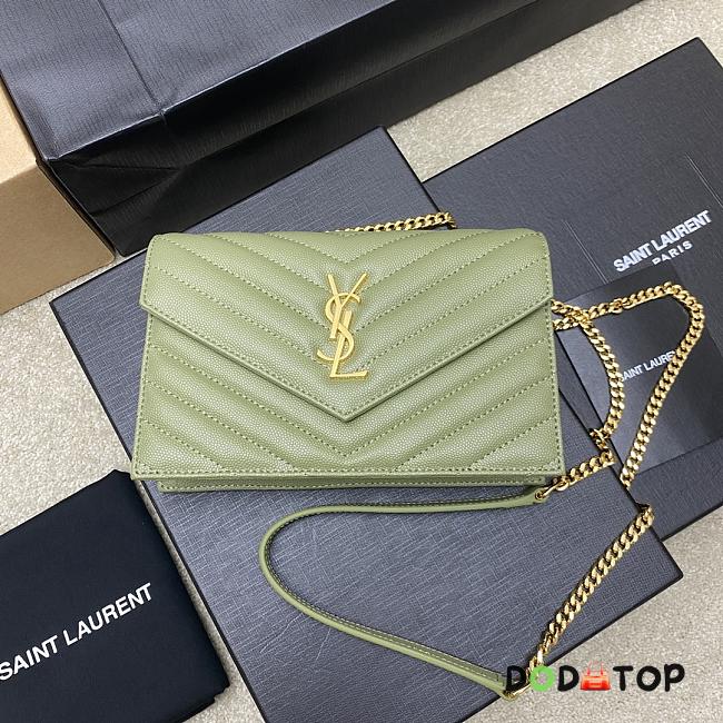 YSL Woc Small Envelope Bag Green Size 19 x 11.5 x 4 cm - 1