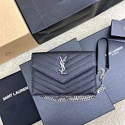 YSL Woc Small Envelope Bag Black Silver Hardware Size 19 x 11.5 x 4 cm - 1