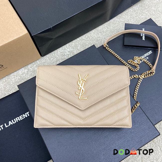 YSL Woc Small Envelope Bag Apricot Gold Hardware Size 19 x 11.5 x 4 cm - 1