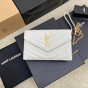 YSL Woc Small Envelope Bag White Size 19 x 11.5 x 4 cm