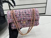 Chanel Flap Bag Pink Wool Size 25 cm - 4