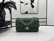 Chanel Flap Bag Green Wool Size 25 cm - 1