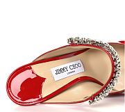 Jimmy Choo Patent Crystal Bing 100 Pumps Red - 6