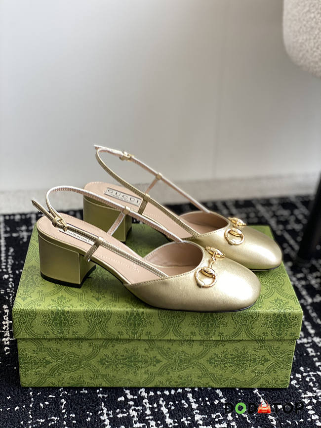 Gucci Horsebit Slingback Gold  - 1