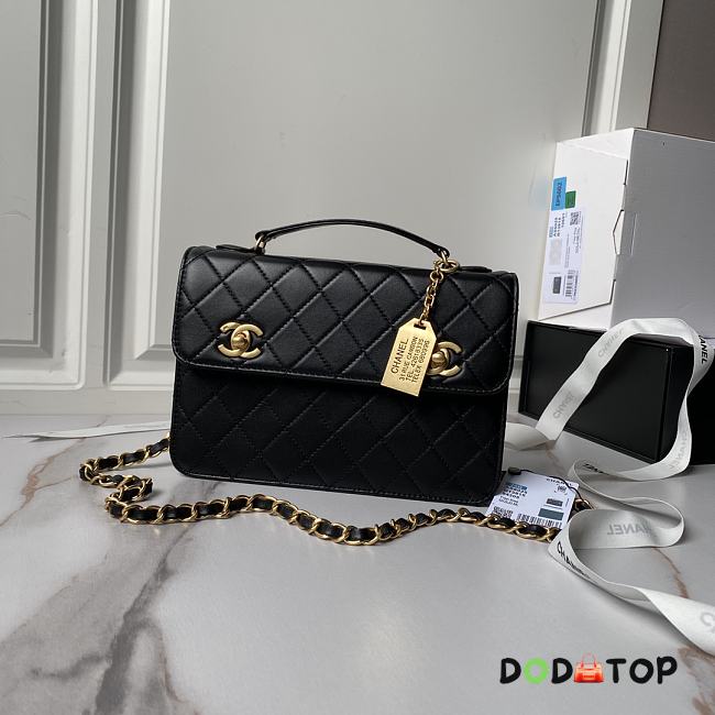 Chanel Vintage Black Double Turnlock Single Flap Size 23 ×16 cm - 1