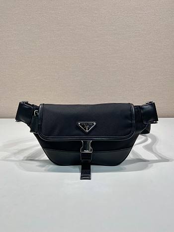 Prada Black Re-nylon And Leather Shoulder Bag Size 18 x 15 x 5 cm