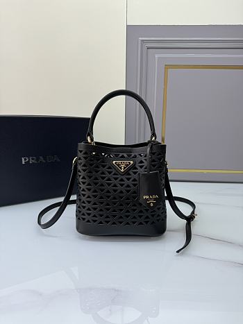 Prada Leather Bucket Bag Black Size 18 × 17 × 10.5 cm