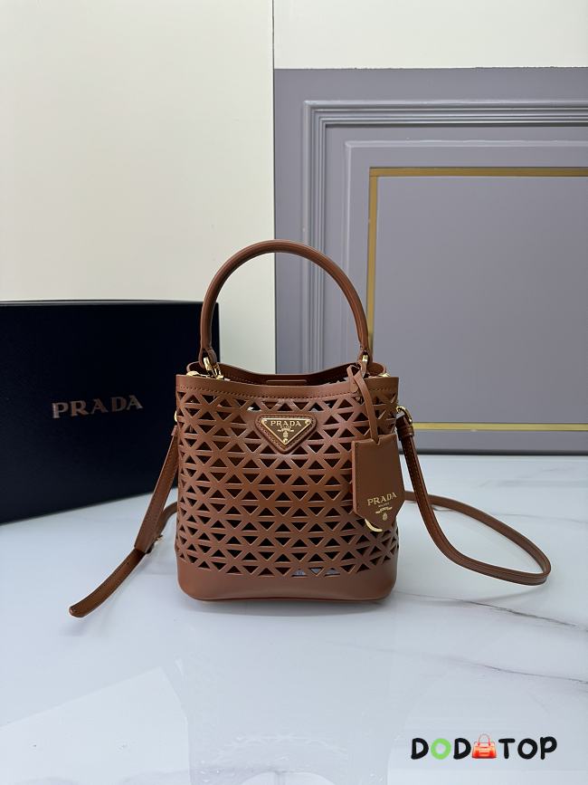 Prada Leather Bucket Bag Brown Size 18 × 17 × 10.5 cm - 1