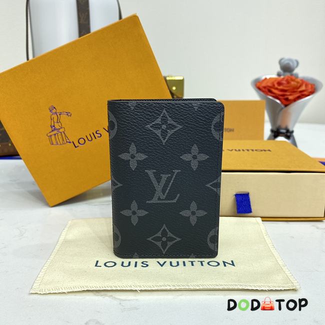 Louis Vuitton Pocket Card Holder M61696 Black Flower Size 7.5 x 11 x 1 cm - 1