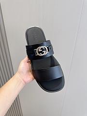 Gucci Men's Sandal With Round Interlocking Black/Brown - 5