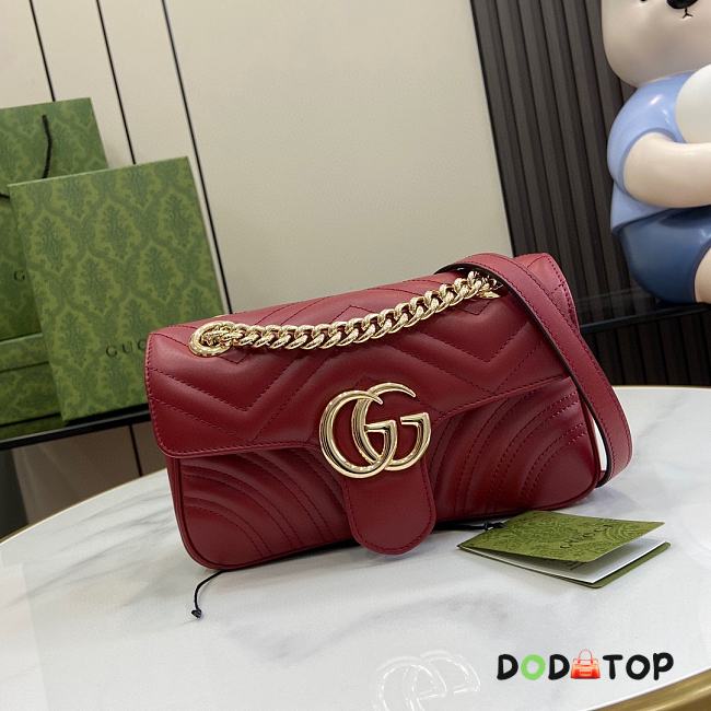 Gucci GG Marmont Burgundy Bag Size 22 x 13 x 6 cm - 1