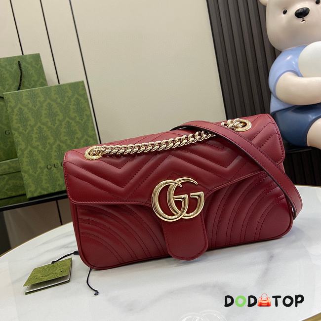 Gucci GG Marmont Burgundy Bag Size 26 x 13 x 6 cm  - 1