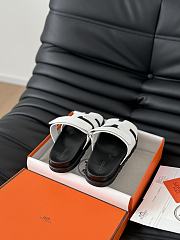 Hermes White Slippers - 5