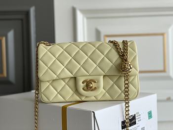 Chanel Flap Bag Lambskin Leather Gold Hardware Size 23.5 cm