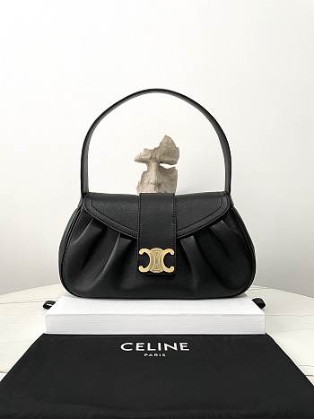 Celine Medium Polly Bag in Supple Calfskin Black Size 33 × 19 × 9 cm