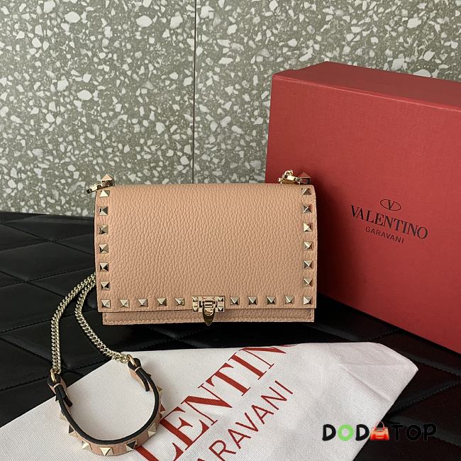 Valentino Garavani Rockstud Small Leather Crossbody Bag Pink Size 18.5 x 12 x 4 cm - 1