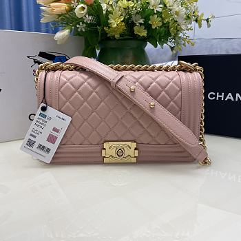 Chanel Boy Bag Grain Calfskin Pink Size 25 cm