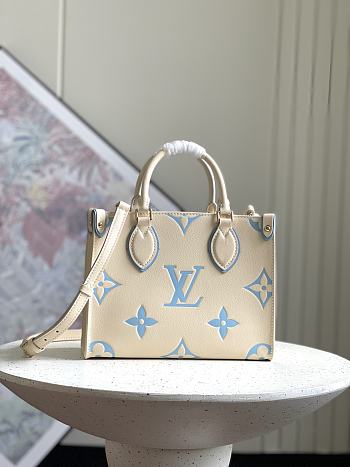 Louis Vuitton Onthego Small Tote Bag Blue White Size 25 x 19 x 11.5 cm