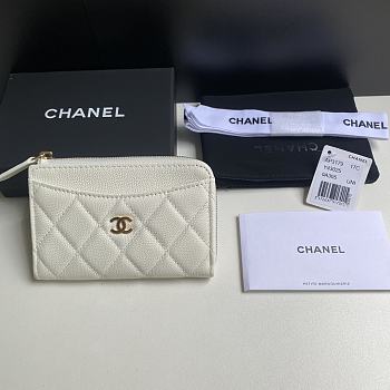 Chanel White Caviar Card Case Size 12 x 7.5 x 2.5 cm