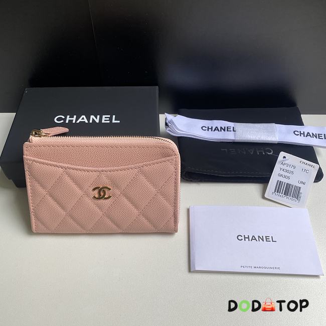 Chanel Pink Caviar Card Case Size 12 x 7.5 x 2.5 cm - 1