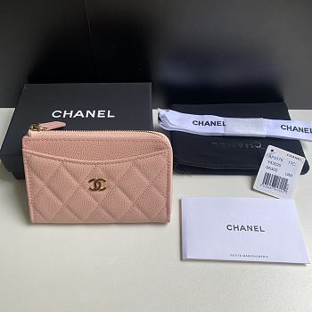 Chanel Pink Caviar Card Case Size 12 x 7.5 x 2.5 cm