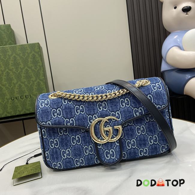 Gucci Blue GG Marmont Small Shoulder Bag Size 26 x 15 x 7 cm - 1