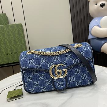 Gucci Blue GG Marmont Small Shoulder Bag Size 26 x 15 x 7 cm
