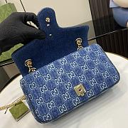 Gucci Blue GG Marmont Small Shoulder Bag Size 26 x 15 x 7 cm - 2