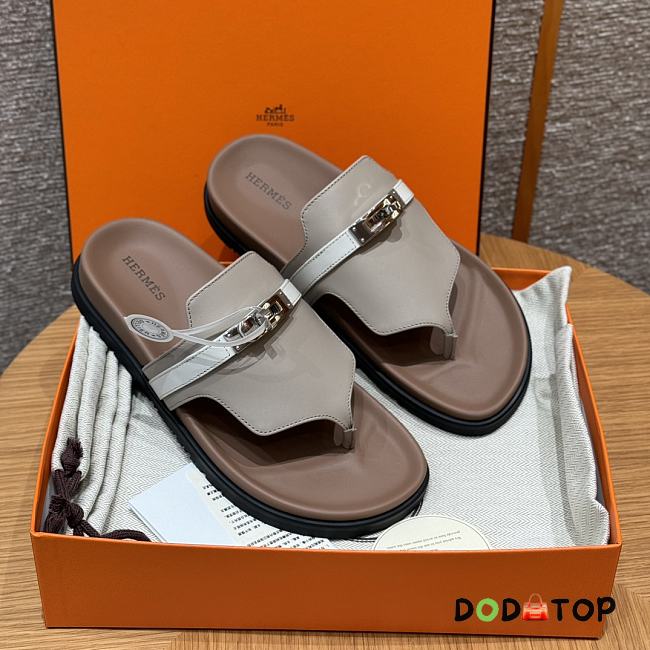 Hermes Grey Flip Flops - 1