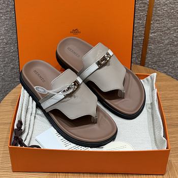 Hermes Grey Flip Flops