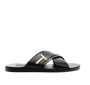 Tom Ford Preston Leather Slides Black