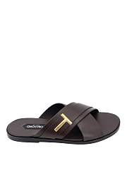 Tom Ford Preston Leather Slides Brown - 1