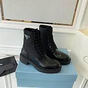 Prada Combat Ankle Boots In Leather And Re-Nylon Black/Beige - 1