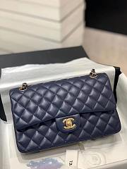 Chanel Flap Bag Navy Blue Lambsin Leather Size 25 cm - 1