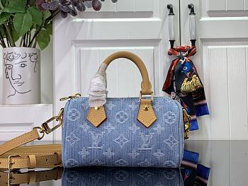 Louis Vuitton Nano Speedy Bag M11212 Light Blue Size 16 x 10 x 7.5 cm